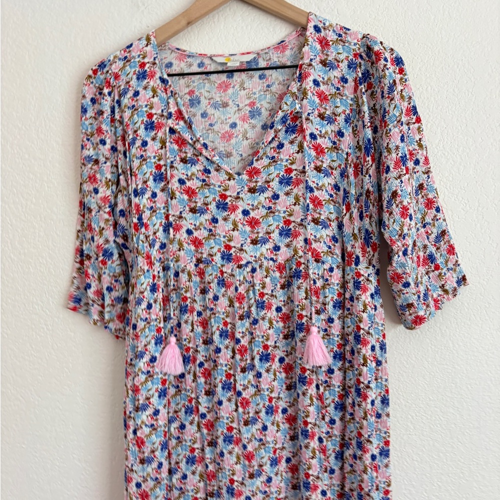 Boden Boho Floral Tassel Dress